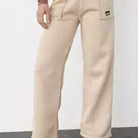Трикотажные штаны на флисе с накладными карманами - кофейный цвет, S (есть размеры)