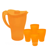 Набор посуды для подачи и разлива напитков: Кувшин с крышкой и стаканы Оранжевый