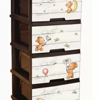 Комод на 4 ящика с декором "Медведи" коричневый Алеана