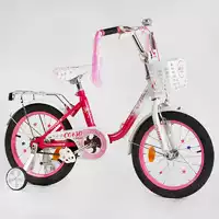 Велосипед 16" дюймов 2-х колёсный "CORSO Fleur" FL - 14606 (1) U-образная стальная рама, ручной тормоз, корзинка, украшения, собран на 75