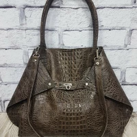 Женская сумка "Флай" натуральная кожа, коричневая под крокодила