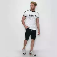 Мужской комплект (футболка и шорты) Teamv NYC Белый с черным
