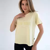 Женская хлопковая футболка Teamv New York Лимонная