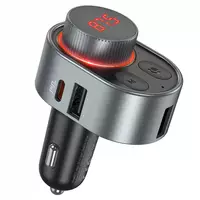 Fm Transmitter MP3 | Car Charger | 2.4A | 2U — Hoco E72 — Metal Grey