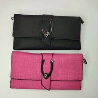 Стильный классический кошелек с металлической вставкой: в черном и розовом цветах