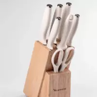 УЦІНКА Набір кухонних ножів на підставці 7 предметів, білий