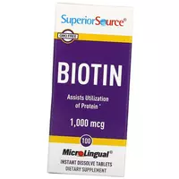 Витамин В7, Биотин, Biotin 1000, Superior Source  100таб (36606001)
